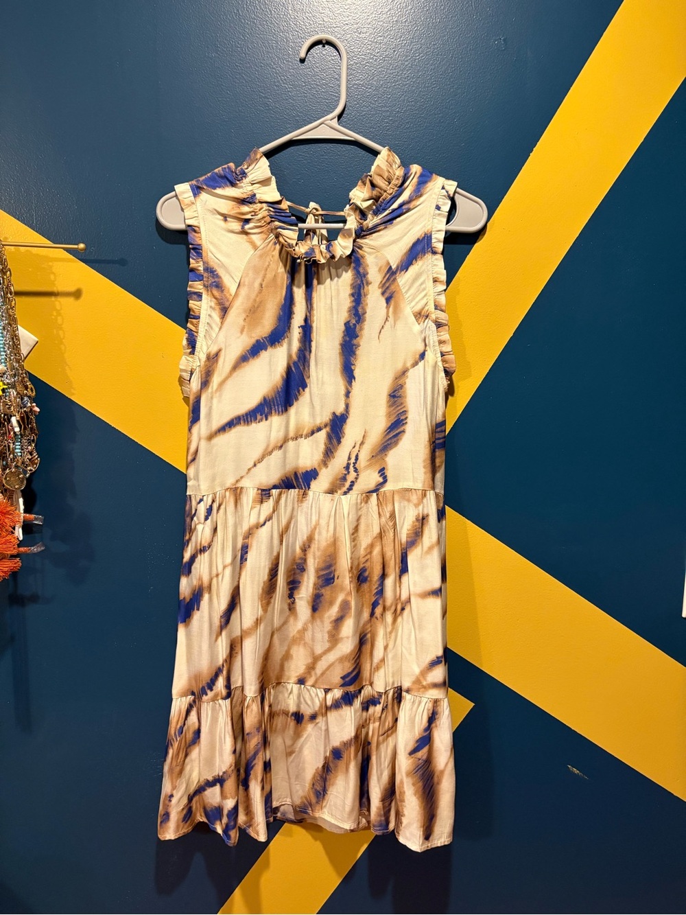 Anthropologie Self Contrast Cream Animal Print Satin Mini Dress NWT